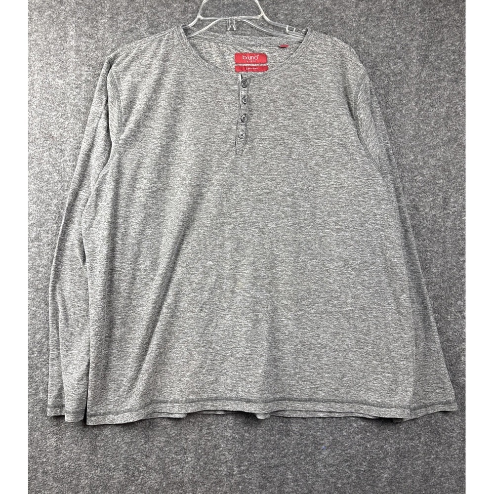Bruno‎ Milano Mens XL Gray Henley Shirt Long Sleeve Supersoft Stretch Minimalist